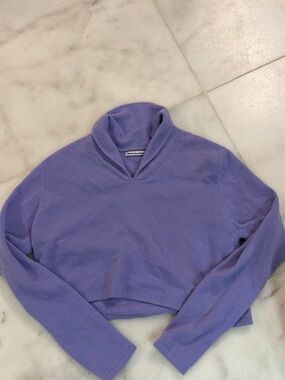Reformation Lavender Cropped Shawl Collar cashmere Sweater